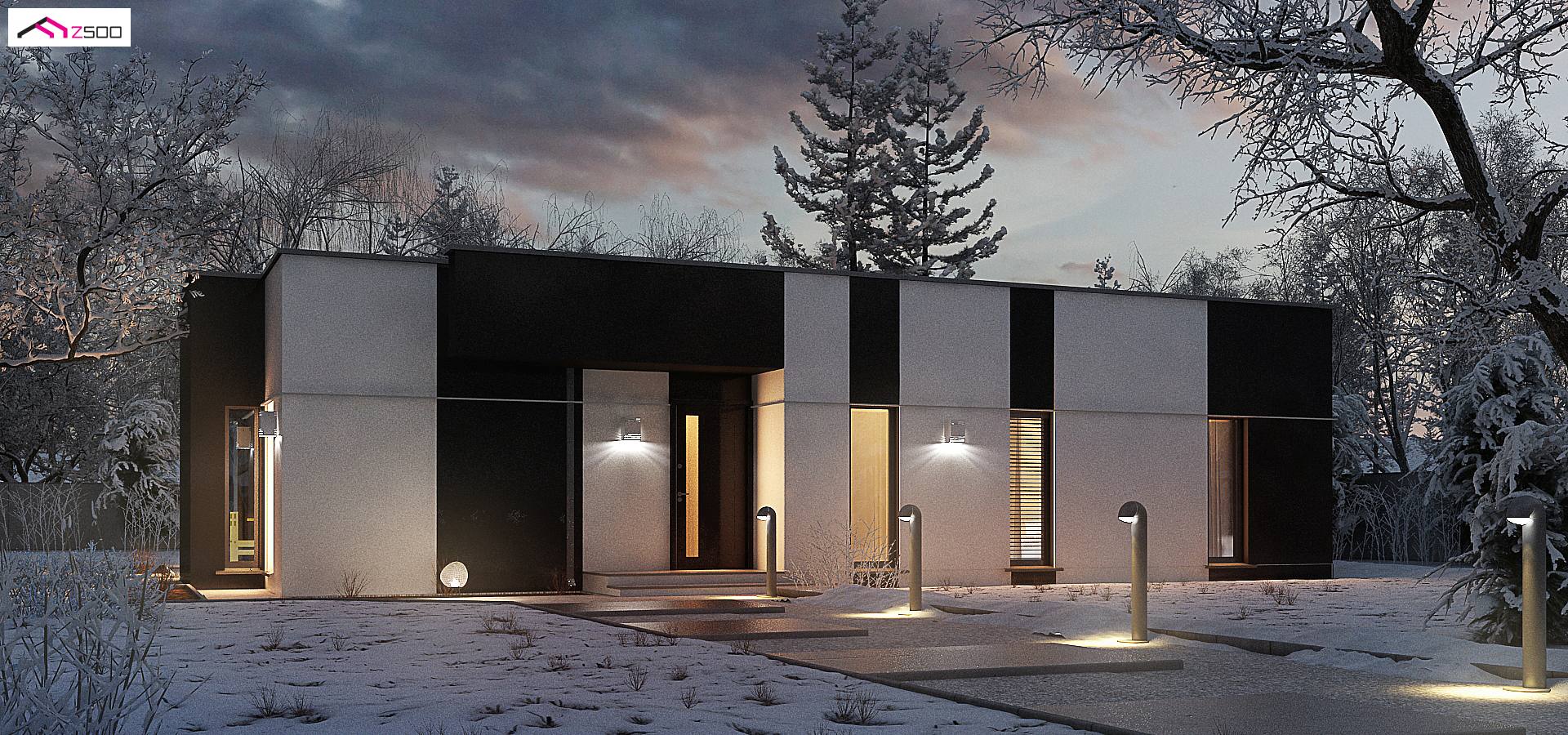 Namo projektas Zx116 - Modernus vienaukštis namas su erdvia svetaine